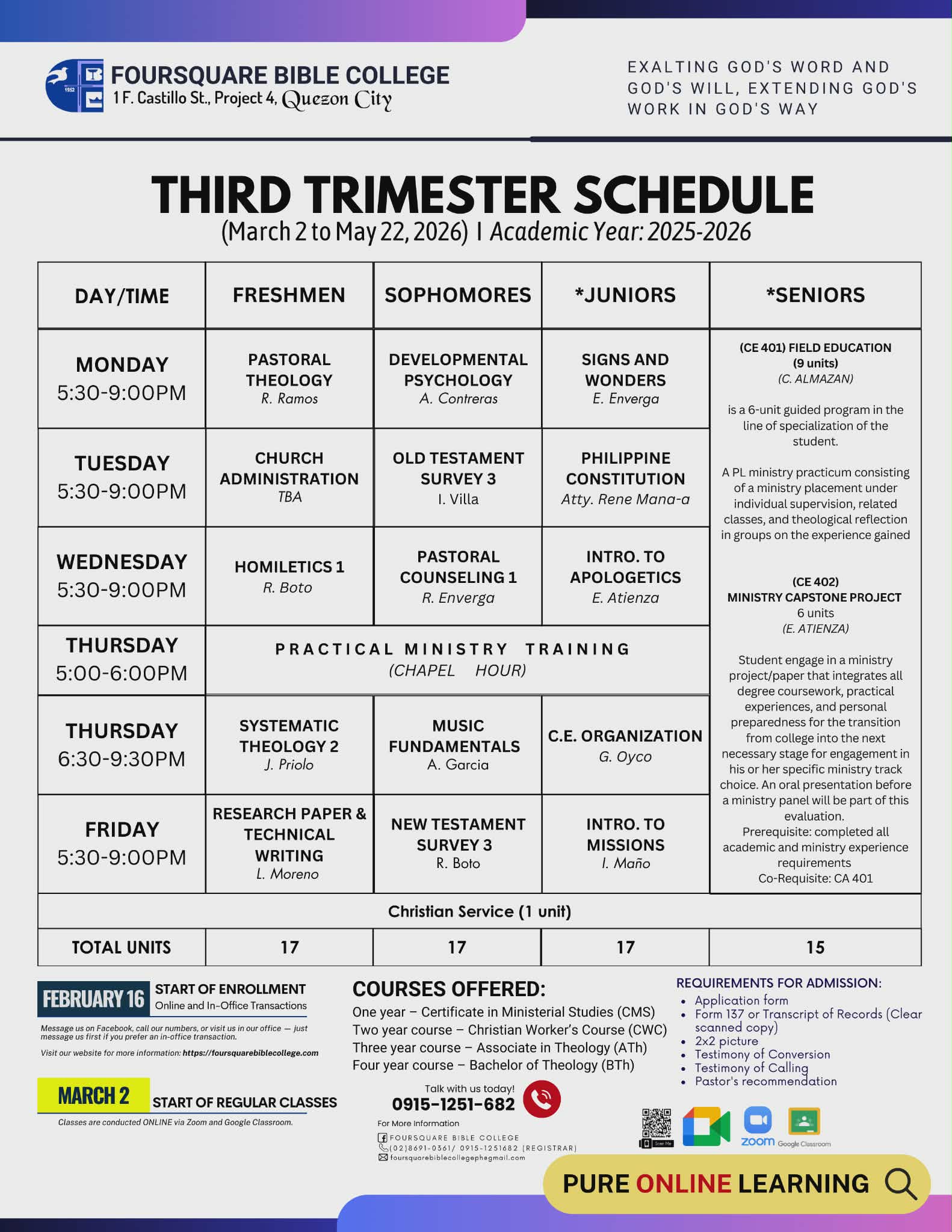Trimester Schedule